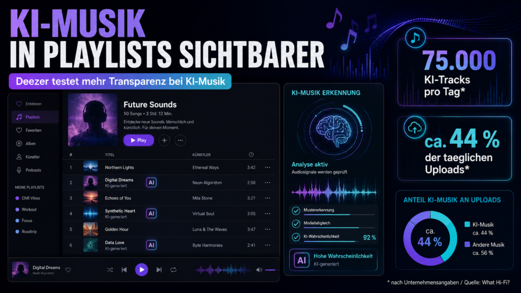 Deezer macht KI-Musik in Playlists sichtbarer